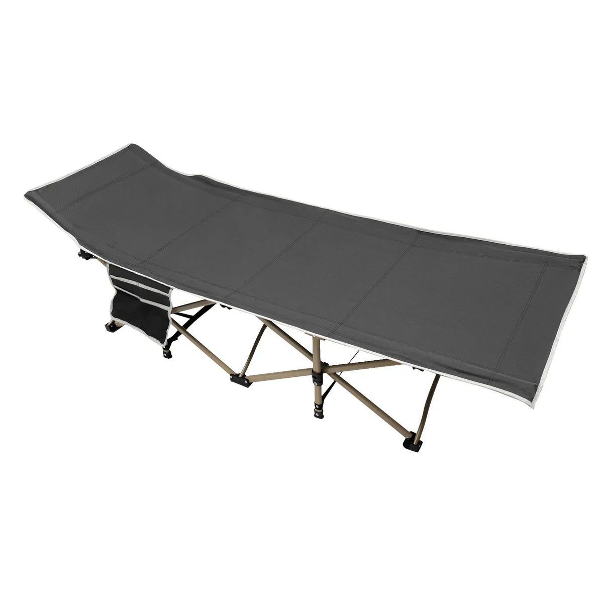 Gray Folding Outdoor Camping Cot, Portable Sleeping Cot, Travel Tent Cot for Camping, Hunting, Hiking, Max Load Capacity 280 KG