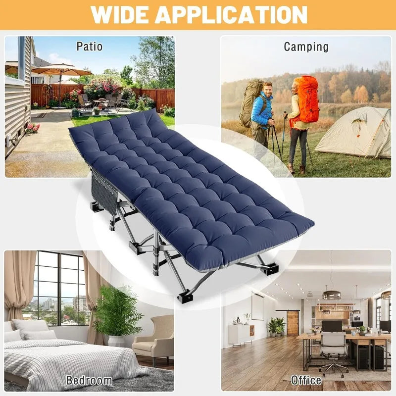 DoCred Folding Camping Cot with Mattress, 2 Pack Heavy Duty Folding Cot for Adults, Portable Sleeping Cot Bed Adults Outdoor Bed