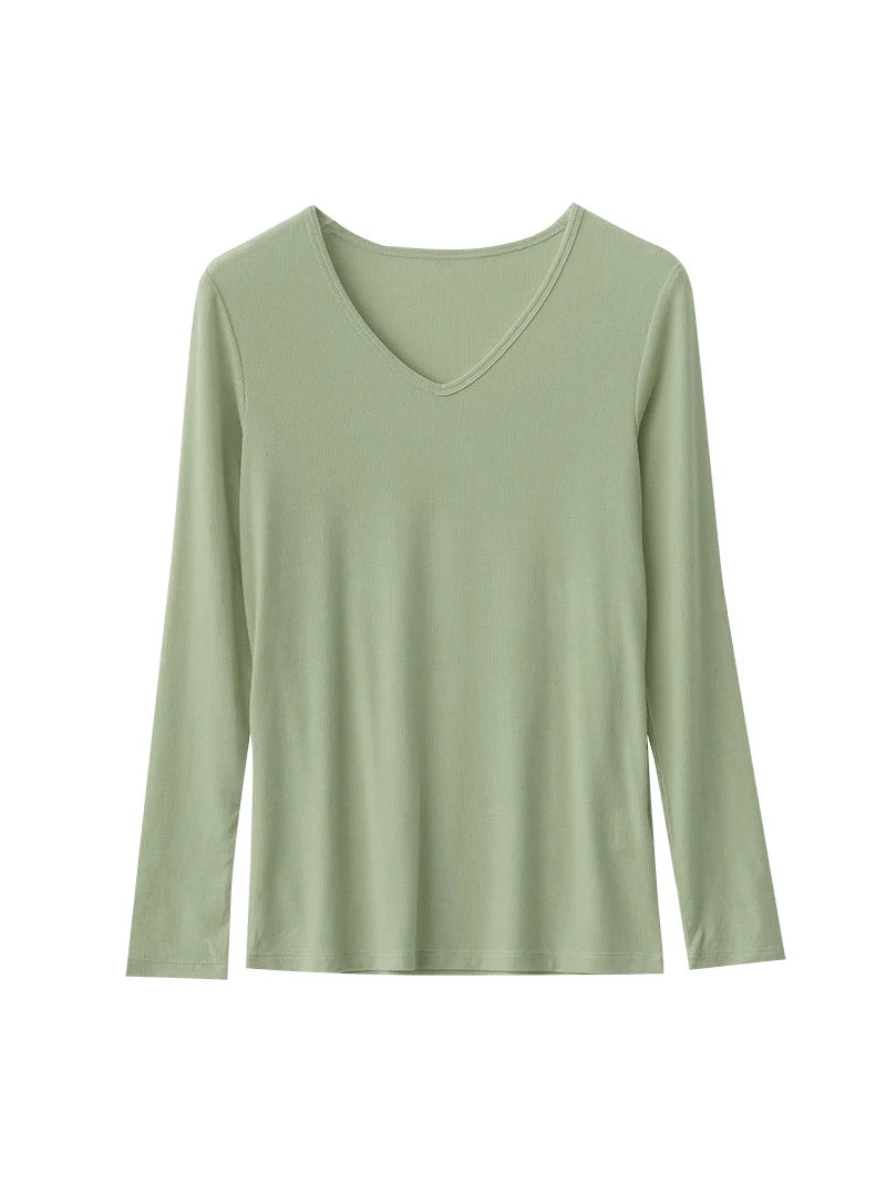 SuyaDream Women Knitted T Shirt Silk Viscose Blend Long Sleeves Solid Basic Cozy Tee 2022 Spring Summer Ribs Top Pink Blue