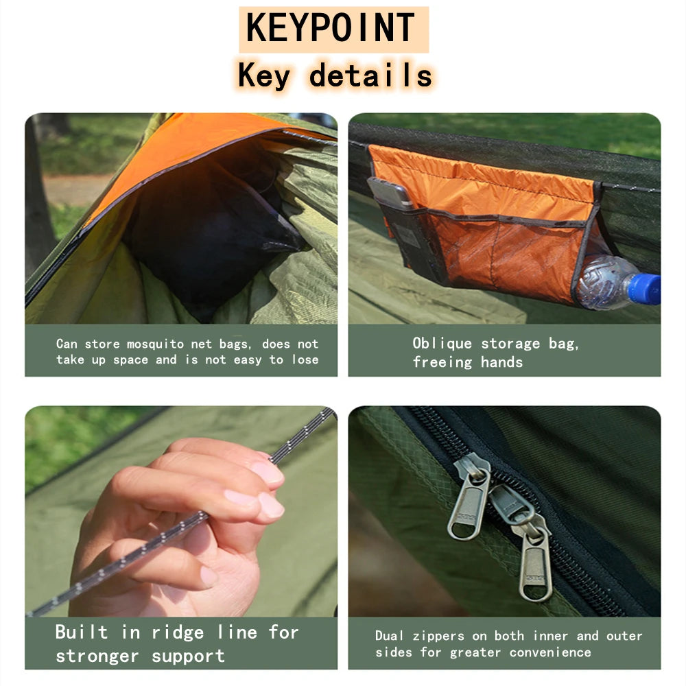 Camping Hammock With Mosquito Net Outdoor Garden Portable Awning Tent Canopy Sleeping Hanging Hammocks Swing For Nature Hike
