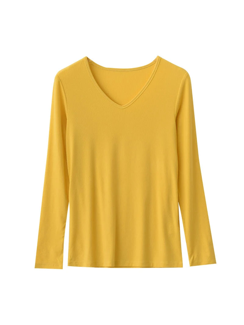 SuyaDream Women Knitted T Shirt Silk Viscose Blend Long Sleeves Solid Basic Cozy Tee 2022 Spring Summer Ribs Top Pink Blue