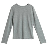 White Long Sleeve Women's T-shirt Thin Spring Autumn Loose round Neck Base Shirt Cotton Casual Inner Wear Top for Ladies