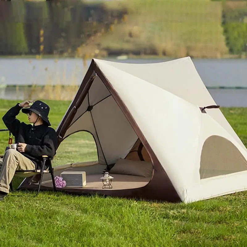 Triangular Camping Tent Automatic Open Tent Pop Up Beach Tents With 6 Ground Nails Portable UPF50 Triangular Shelter For Camp