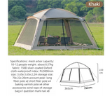 6-15 Person Rainproof Silver Glue Sunscreen Mosquito Net Tents for Outdoor Camping, Beach Picnic, and Sunshade Canopy