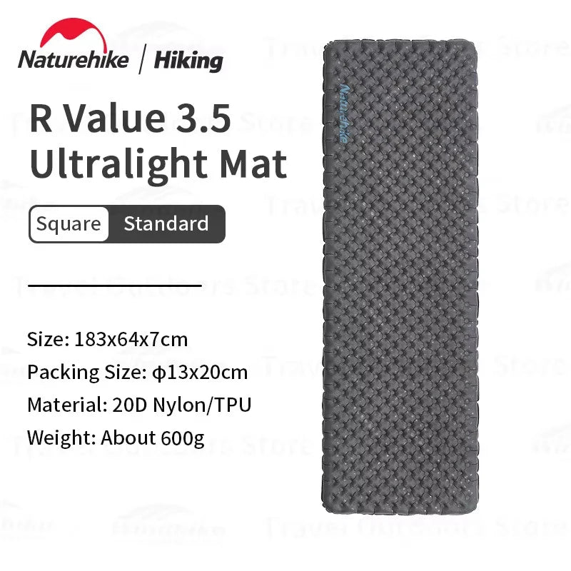 Naturehike R3.5 Inflatable Mat 20D Nylon TPU Winter Warm Sleeping Pad Ultralight Outdoor Hiking Camping Mattress with Air Bag