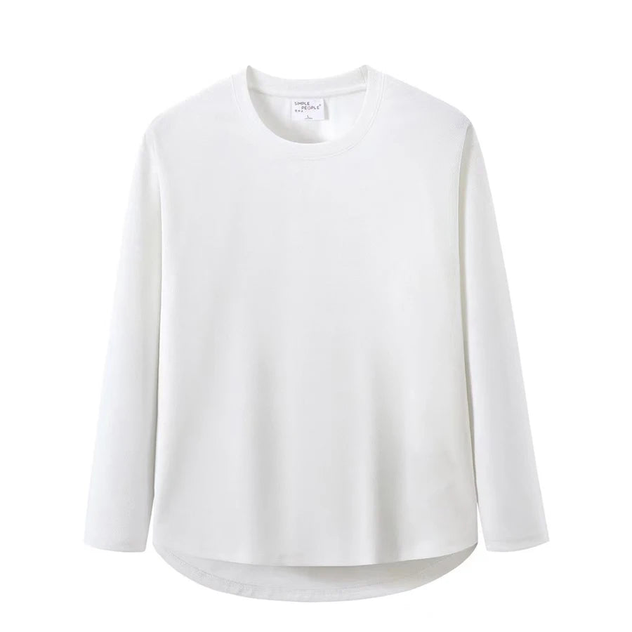 WAVLATII New Women Korean Casual Style Tops Female White Oversized Long Sleeve T shirt for Spring Autumn Lady Solid Tees WLT2309