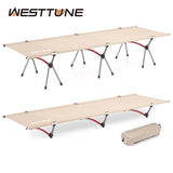 WESTTUNE Camping Cot with Leg Extenders Portable Folding Bed Ultralight Aluminum Alloy Sleeping Cot for Outdoor Hiking Travel