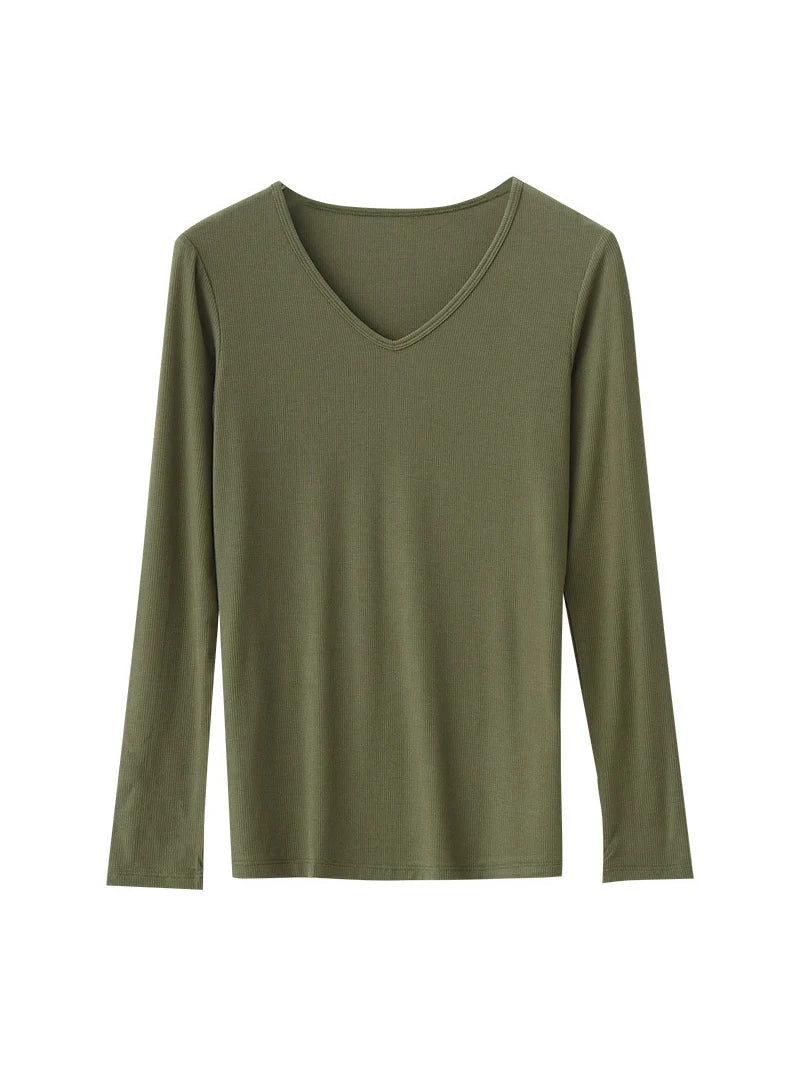 SuyaDream Women Knitted T Shirt Silk Viscose Blend Long Sleeves Solid Basic Cozy Tee 2022 Spring Summer Ribs Top Pink Blue