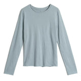 White Long Sleeve Women's T-shirt Thin Spring Autumn Loose round Neck Base Shirt Cotton Casual Inner Wear Top for Ladies