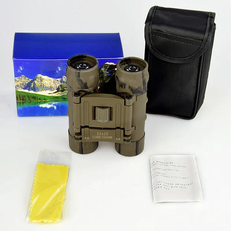 12×25 Professional Camouflage Binocular Super Powerful Magnesium Alloy Filled Binocular Waterproof Phase Coated Telescope
