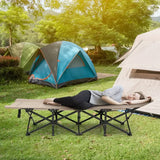 Folding Camping Cot Portable Tent Sleeping Bed w/Cushion Headrest Khaki