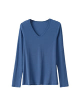 SuyaDream Women Knitted T Shirt Silk Viscose Blend Long Sleeves Solid Basic Cozy Tee 2022 Spring Summer Ribs Top Pink Blue