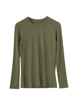 SuyaDream Women Knitted T Shirt Silk Viscose Blend Long Sleeves Solid Basic Cozy Tee 2022 Spring Summer Ribs Top Pink Blue