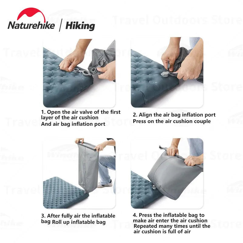 Naturehike R3.5 Inflatable Mat 20D Nylon TPU Winter Warm Sleeping Pad Ultralight Outdoor Hiking Camping Mattress with Air Bag