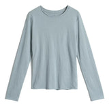 White Long Sleeve Women's T-shirt Thin Spring Autumn Loose round Neck Base Shirt Cotton Casual Inner Wear Top for Ladies