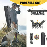 Premium Portable Thick Pad Sleeping Camping Cot Folding Heavy Duty Adult Travel Cot with Side Pockets, Perfect for Hiking
