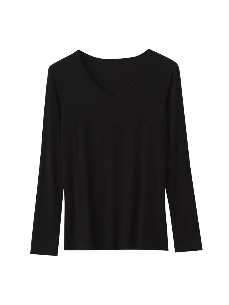 SuyaDream Women Knitted T Shirt Silk Viscose Blend Long Sleeves Solid Basic Cozy Tee 2022 Spring Summer Ribs Top Pink Blue
