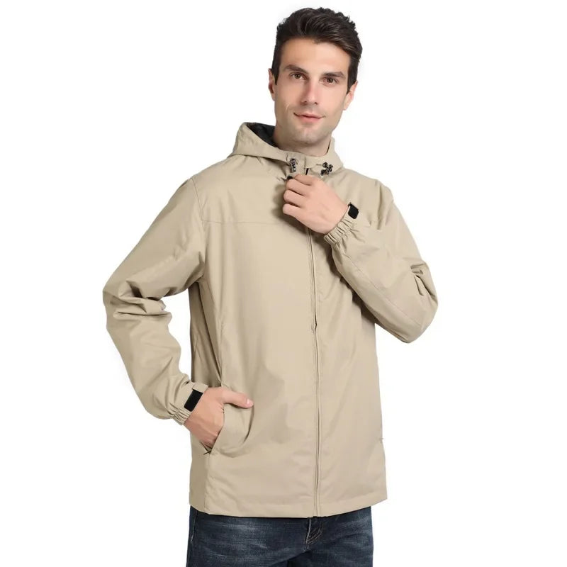 Men's Waterproof Hooded Jacket, Lightweight Windbreaker, Outdoor Sports Raincoat, Comfortable and Stylish