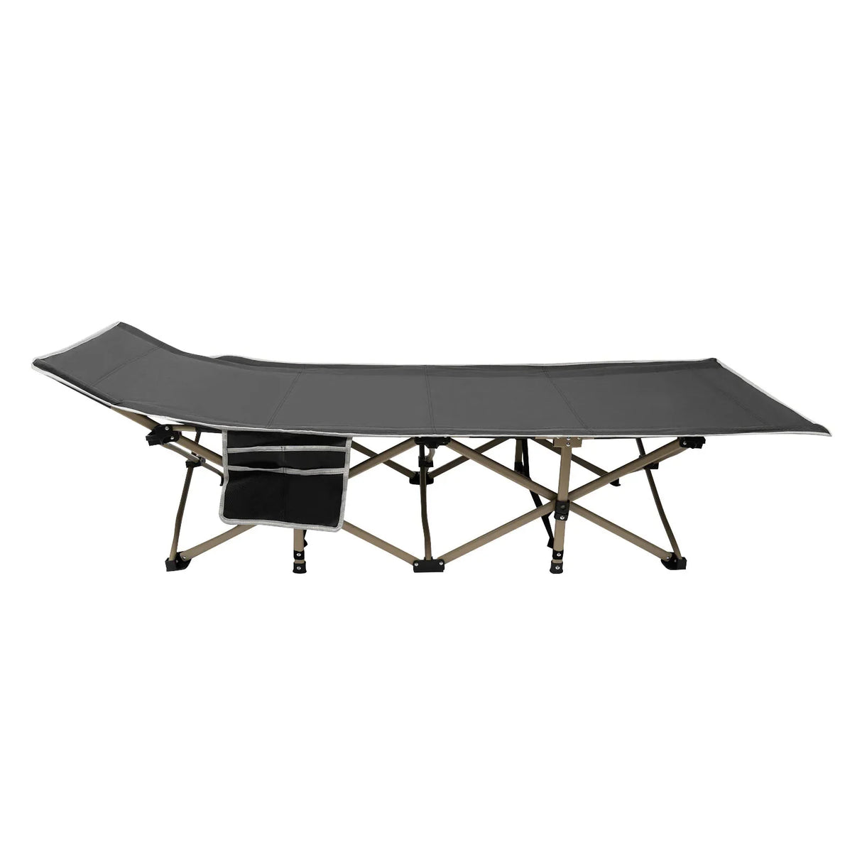 Gray Folding Outdoor Camping Cot, Portable Sleeping Cot, Travel Tent Cot for Camping, Hunting, Hiking, Max Load Capacity 280 KG