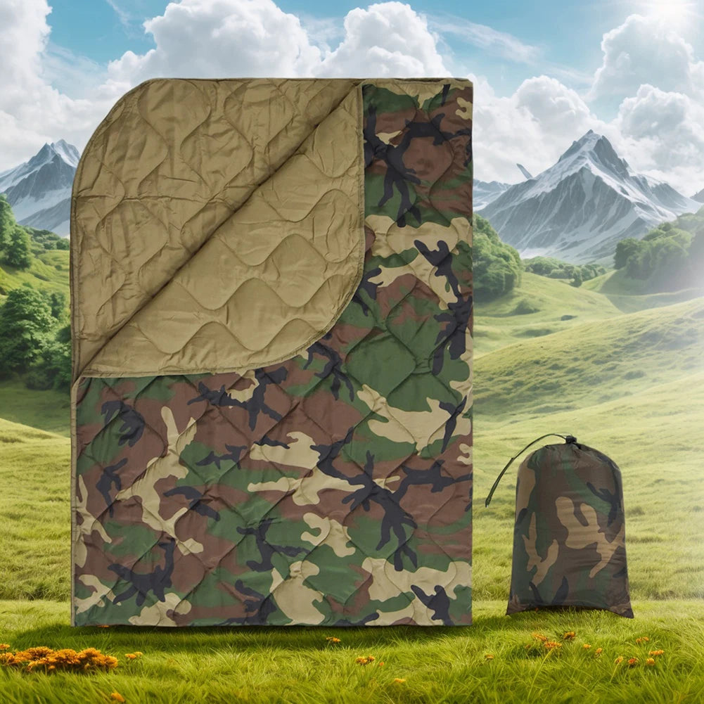 Insulation Blanket with Compression Carry Bag Lightweight Warm Quilt Multifunctional Quilted Outdoor Blanket Jungle Hunting Gear