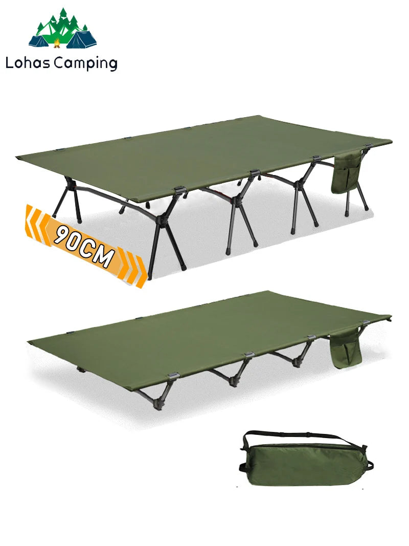 Lohascamping 90cm widen Camping cot Ultralight Portable High-low dual-purpose folding Bed Backpacking Travel hiking Sleeping Cot